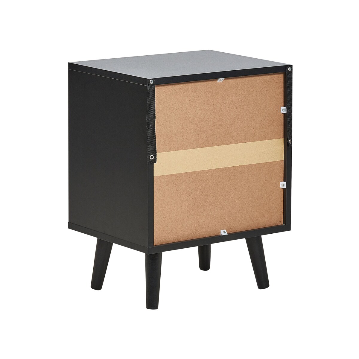 Szafka nocna 2 szuflady fronty rattanowe czarna OPOCO