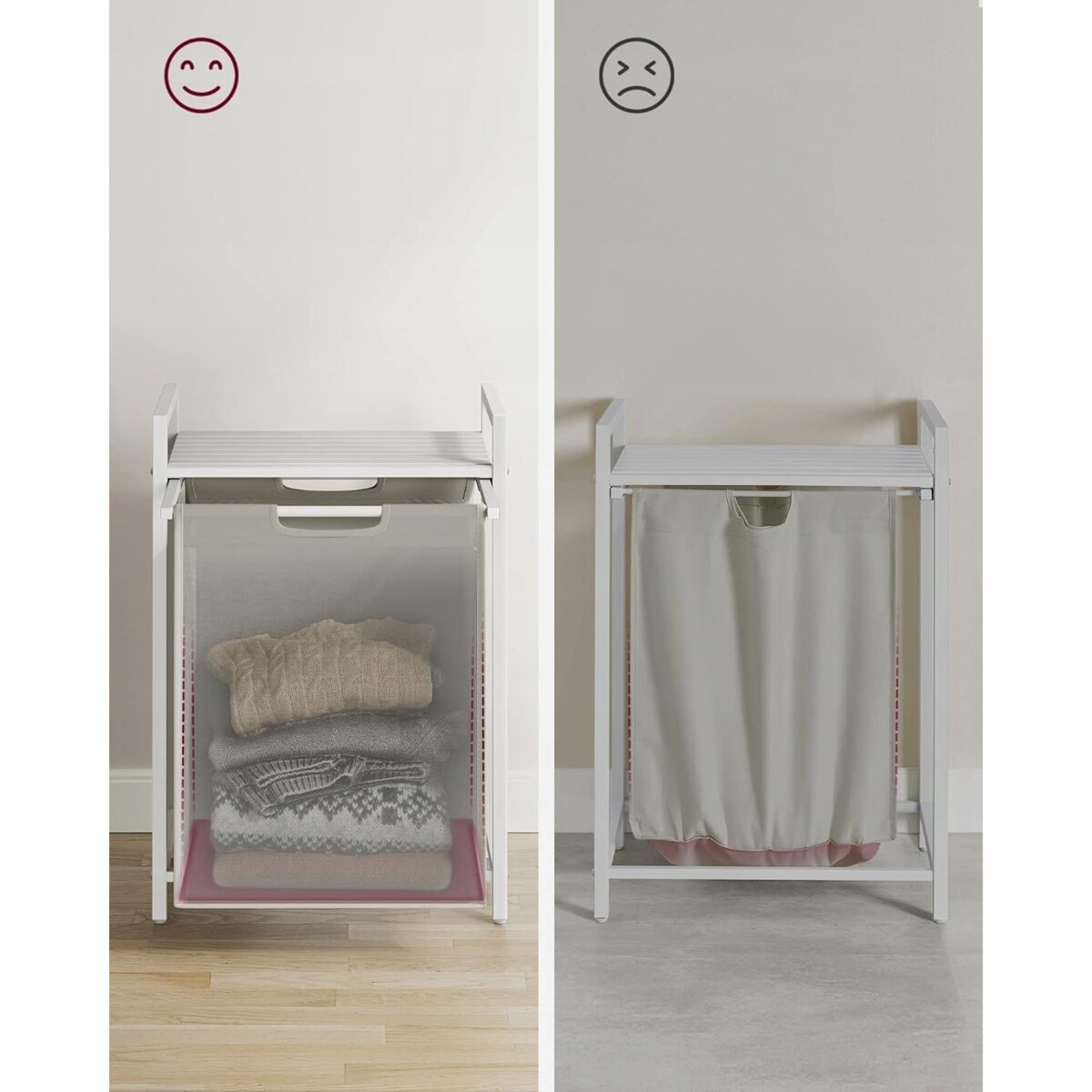 Szafka Łazienkowa Kosz Na Pranie Pojemnik Na Ręczniki Biały