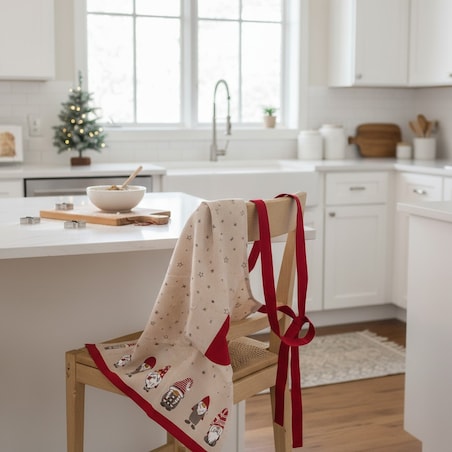 Bawełniany fartuch kuchenny z motywem świątecznym, 84 x 60 cm
