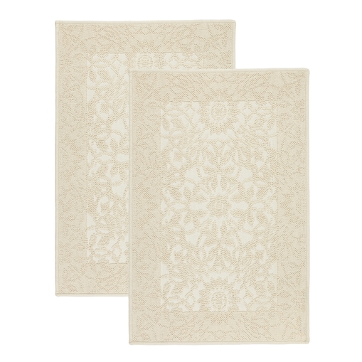 Zestaw 2 szt Dywanik bawełniany 60x90 cm Lino antypoślizgowy egipski do prania pokoju łazienki Ornament beżowy