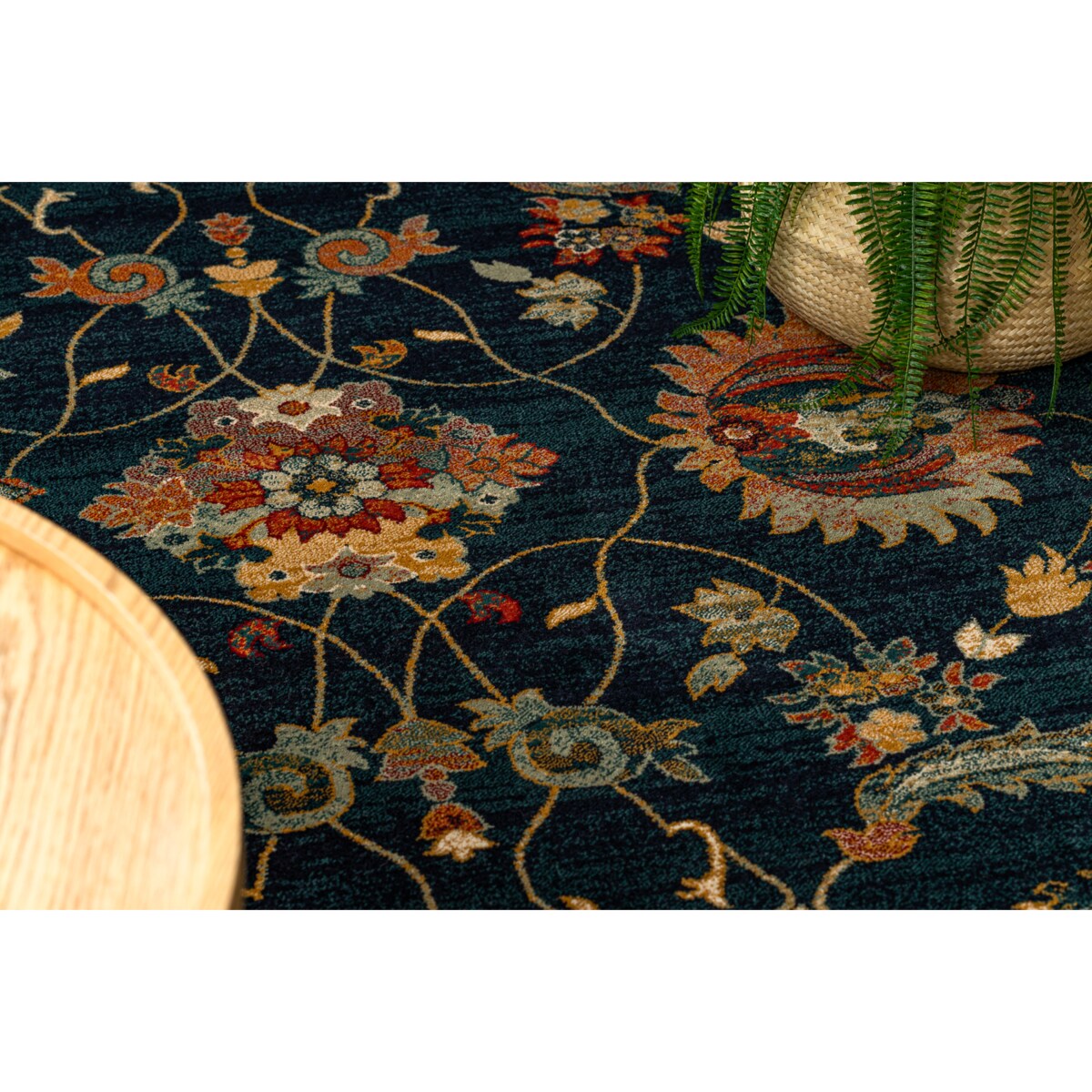 Dywan wełniany OMEGA LATICA Kwiaty navy 300x400 cm