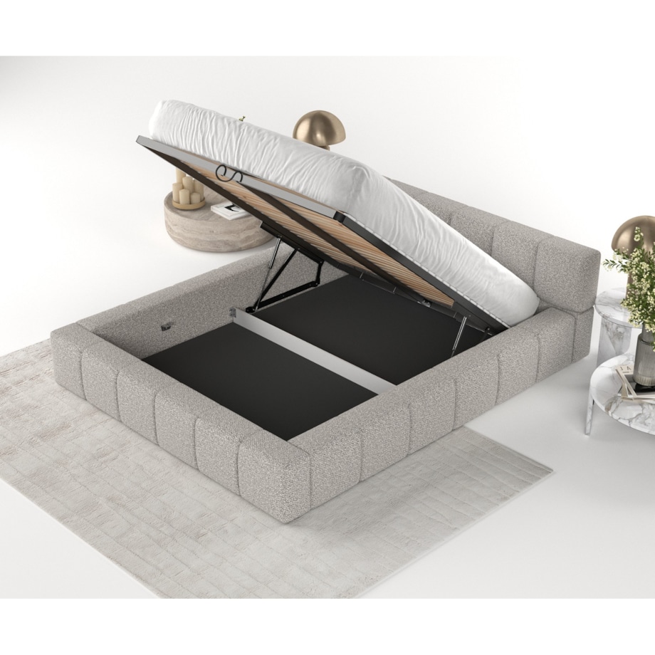 Łóżko tapicerowane MILOS 160x200 z pojemnikiem, Szary, tkanina Bubble 06