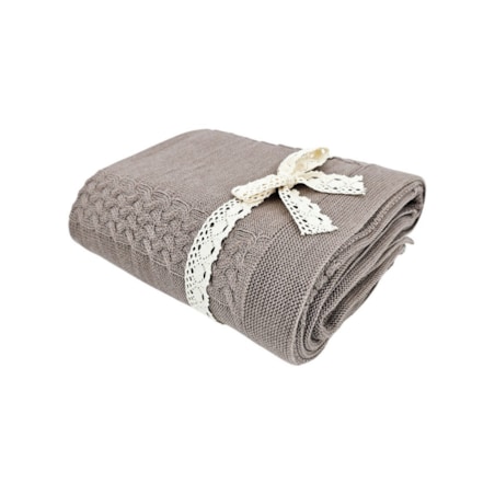 Koc dzianinowy z wełny MERINO 150x200 cm – FLORENCE TAUPE