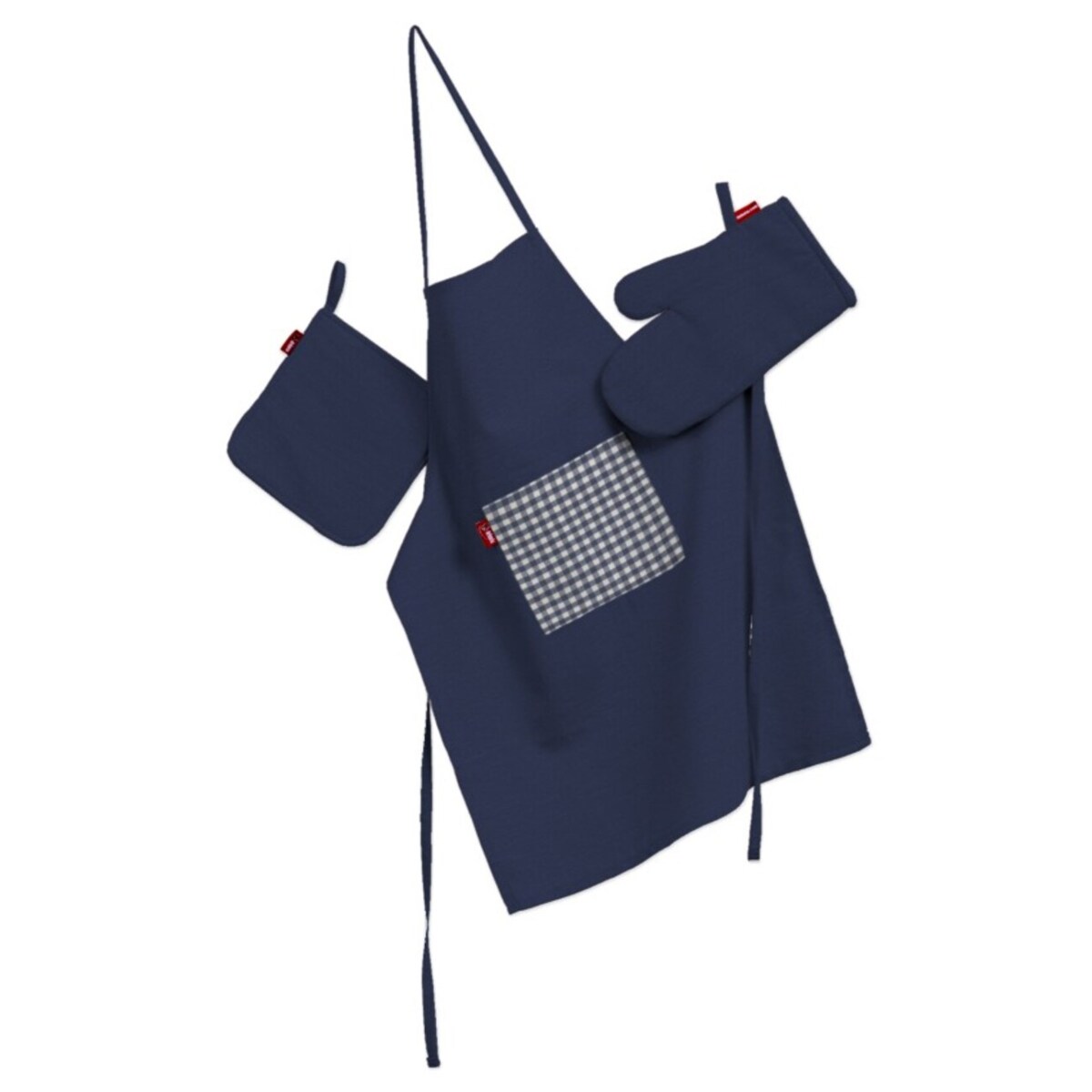 Komplet kuchenny fartuch,rękawica i łapacz, granatowy, kpl, Quadro