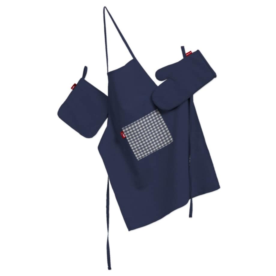 Komplet kuchenny fartuch,rękawica i łapacz, granatowy, kpl, Quadro