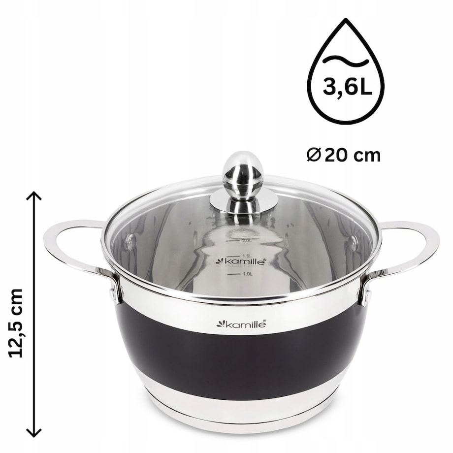 Komplet zestaw garnków garnki indukcja 2/2.7/3.6/5.9L KAMILLE