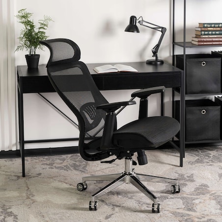Fotel gamingowy obrotowy ergonomiczny regulowany do biurka czarny LITOS