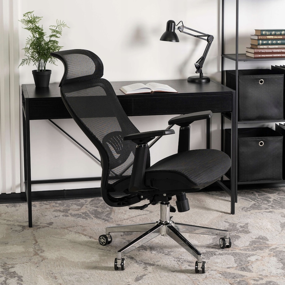 Fotel gamingowy obrotowy ergonomiczny regulowany do biurka czarny LITOS