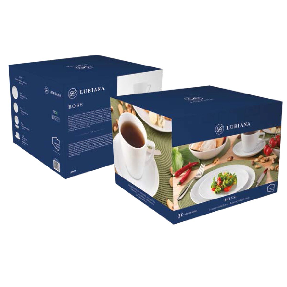 Zestaw obiadowo-kawowy dla 6 osób 30 el. Boss biały LB16 (0000)