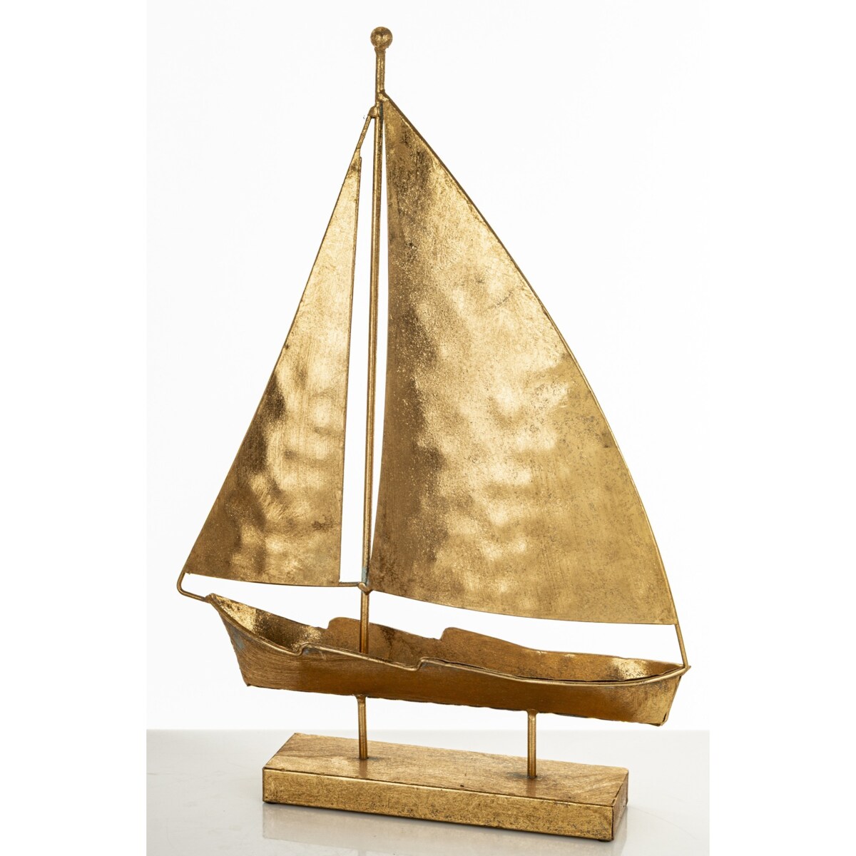 Dekoracja - złota żaglówka 43x31x6 cm KURUN z 2 żaglami