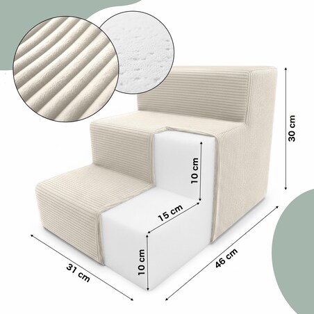 Schodki dla psa kota beżowe 3 stopniowe