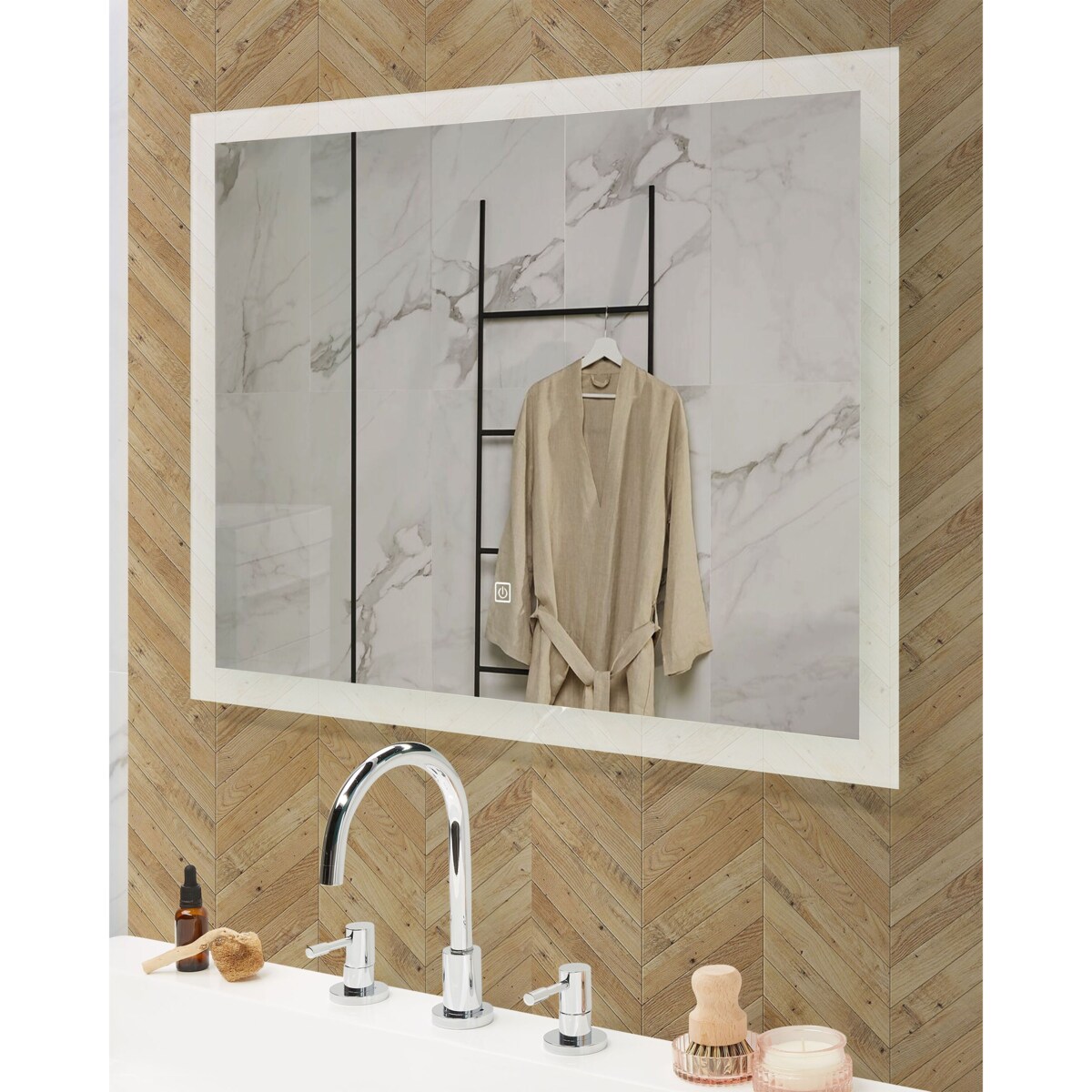 Lustro ścienne LED 60 x 80 cm srebrne ADOUR