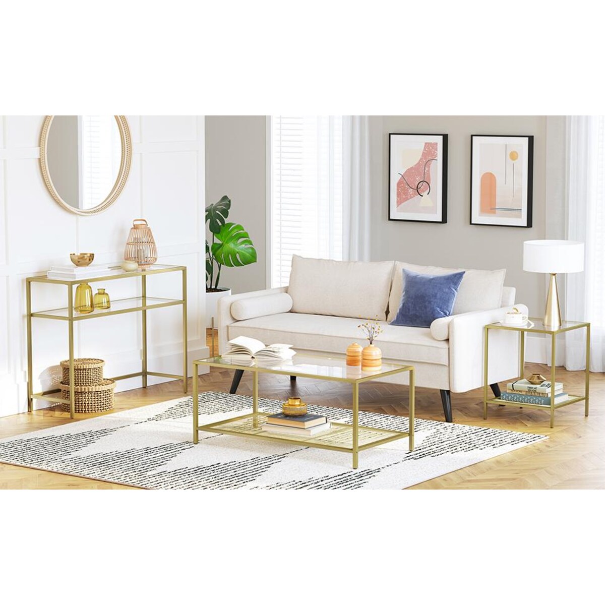 Konsola Salonowa 100X35X80 Cm Złoty, Przezroczysty