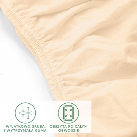 Prześcieradło z bawełny jersey z elastanem z gumką 200x220 kolor beż
