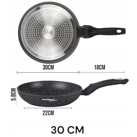 Patelnia Granitowa 30 Cm Plaster Miodu Indukcja Gaz 3.0L Wysoka 5.8 Cm