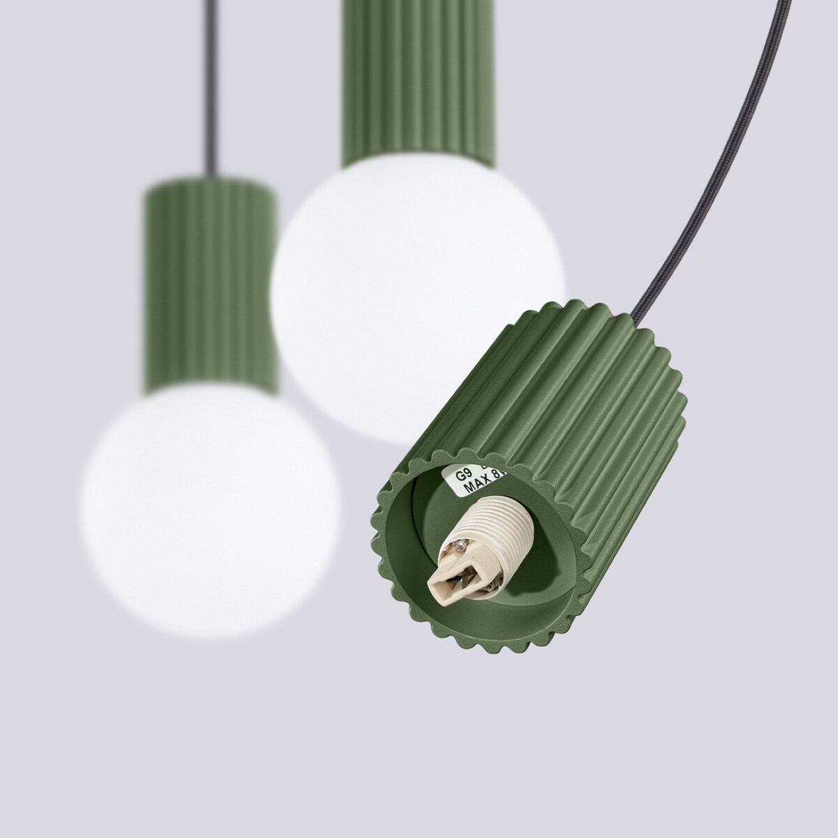 Lampa wisząca HALO 3L zielona oliwka