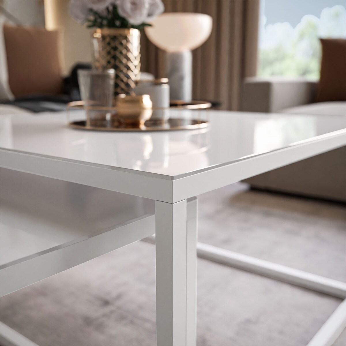 Okrągły kawowy YOSHI 2w1 białe szkło 35/41 cm