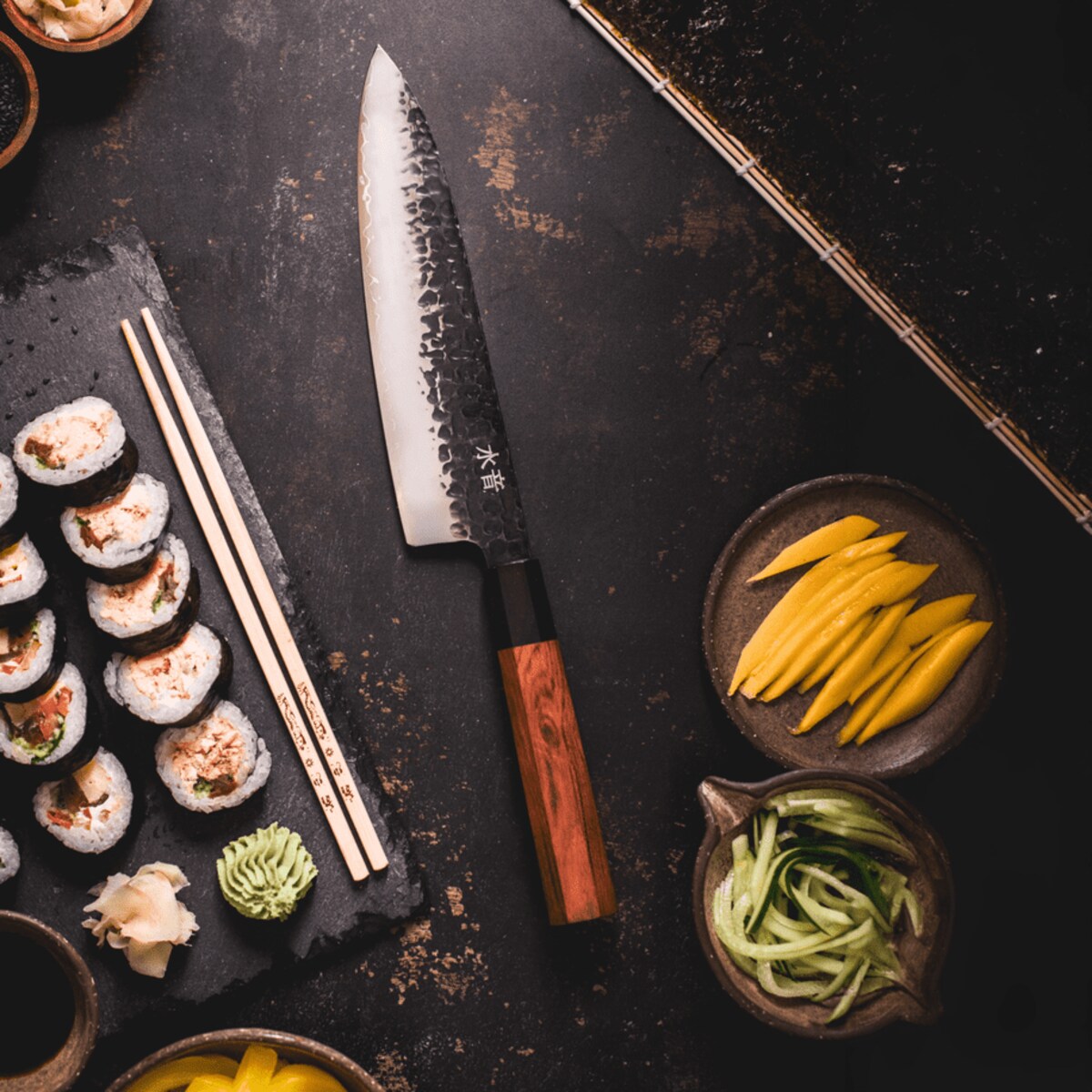 Japoński nóż szefa kuchni Mizuoto w pudełku prezentowym Stal wysokowęglowa AUS-10 Profesjonalny nóż