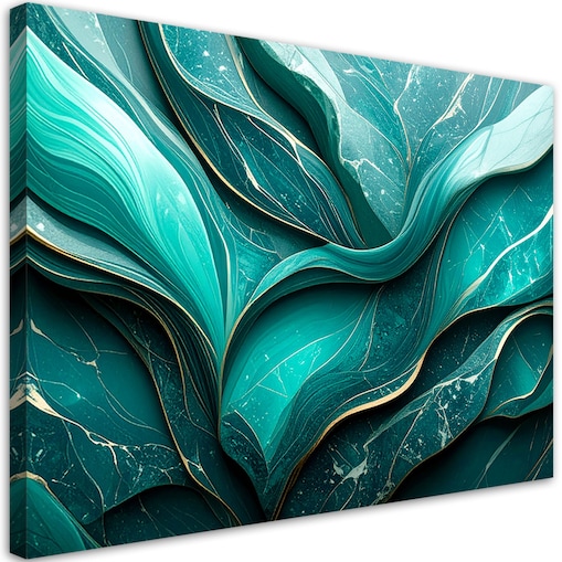 Obraz do sypialni salonu kuchni, Marmur Turkusowa Abstrakcja 60x40