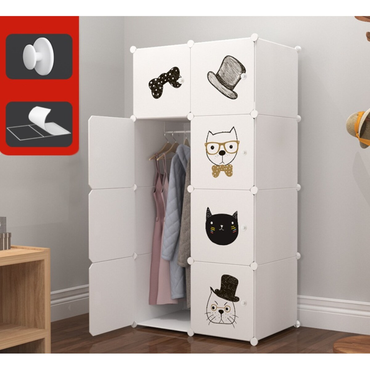 Szafa garderoba ubraniowa biała półki regał słupek na zabawki pojemna duża