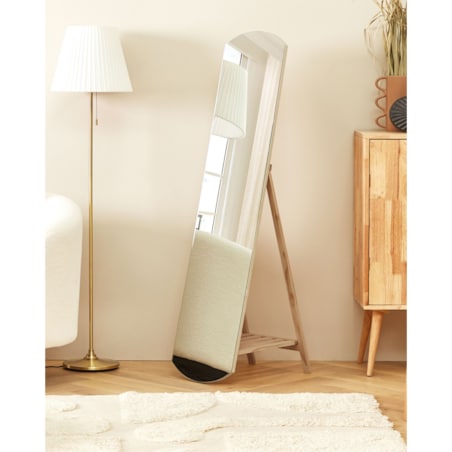 Lustro stojące z półką 35 x 150 cm jasne drewno CHERBOURG