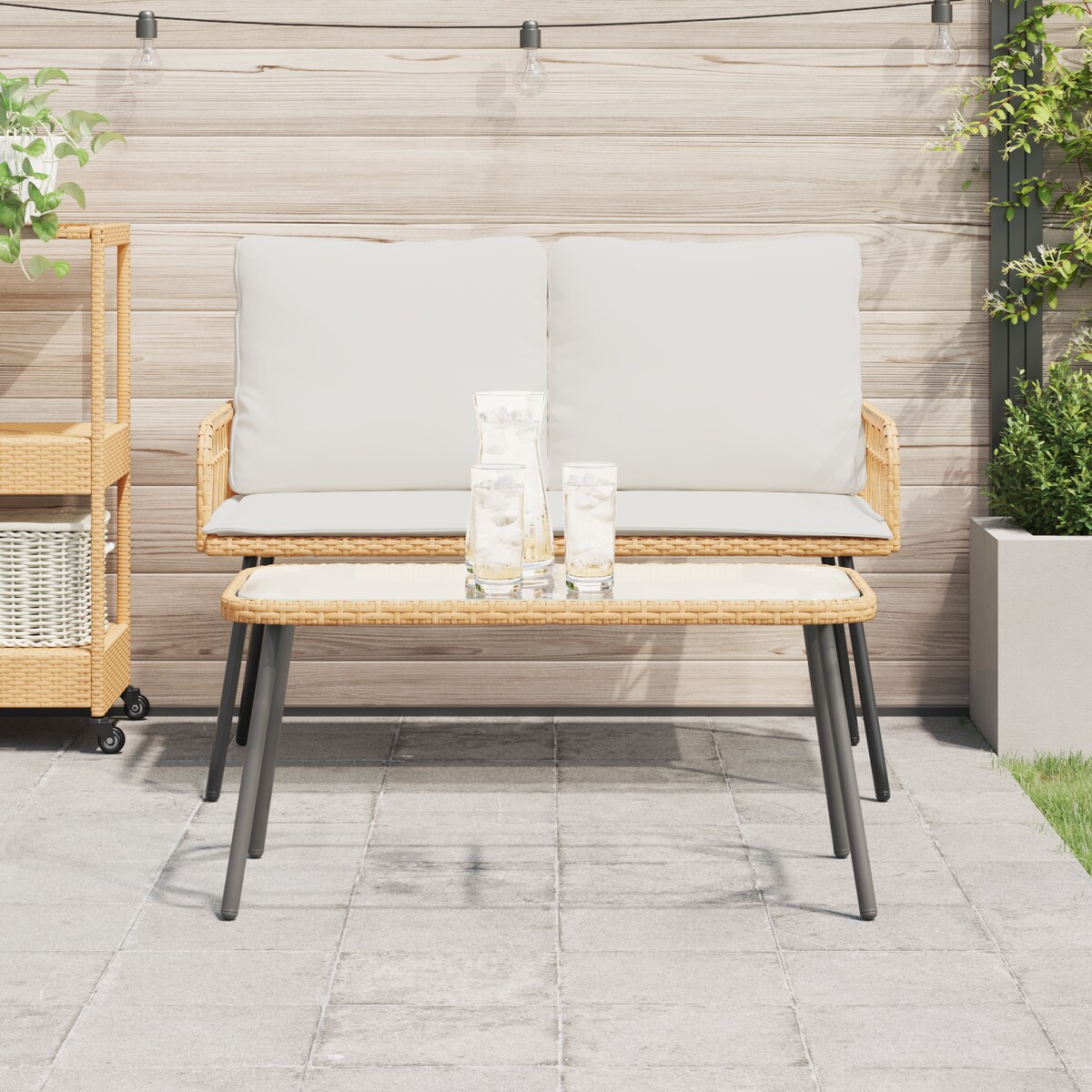 vidaXL Stolik kawowy Natural 90x45x42 cm z polirattanu