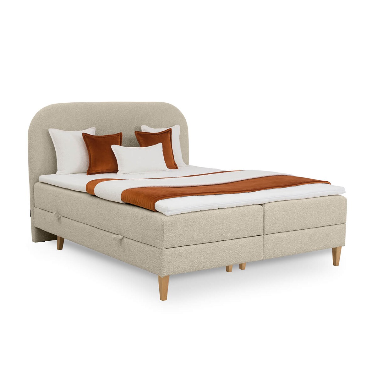 Łóżko kontynentalne CATRINE 120x200 z pojemnikiem, Beż, tkanina Baloo 2075