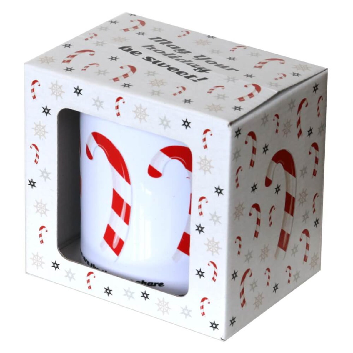 KUBEK NA KAWĘ HERBATĘ CZEKOLADĘ Z MOTYWEM ŚWIĄTECZNYCH LASEK CANDY 300ML - PREZENT UPOMINEK NA MIKOŁAJA ŚWIĘTA GWIAZDKĘ BOŻE NARODZENIE POD CHOINKĘ DLA KOBIETY FACETA