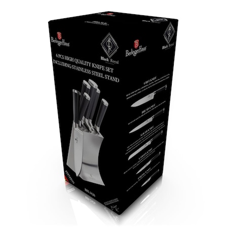 Zestaw noży w stojaku 6 elementów komplet noże BERLINGER HAUS Black Royal