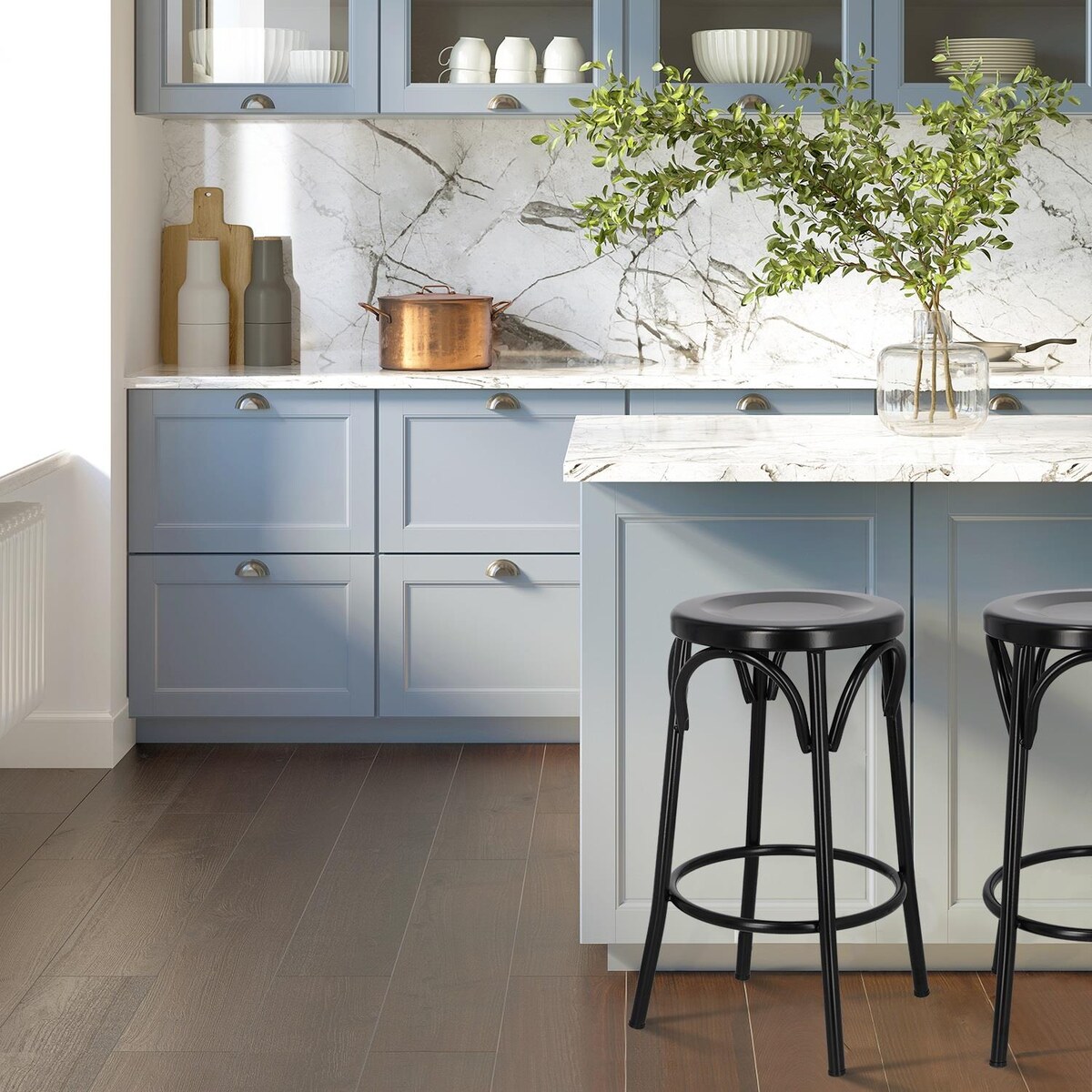 HOKER Axel czarny METALOWY bez oparcia W STYLU RETRO