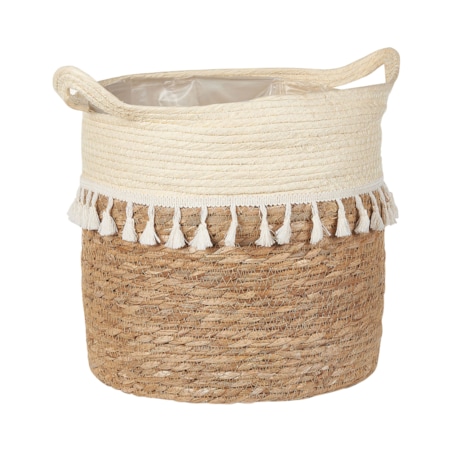 Zestaw 2 koszy na kwiaty z trawy morskiej naturalny MATIKU