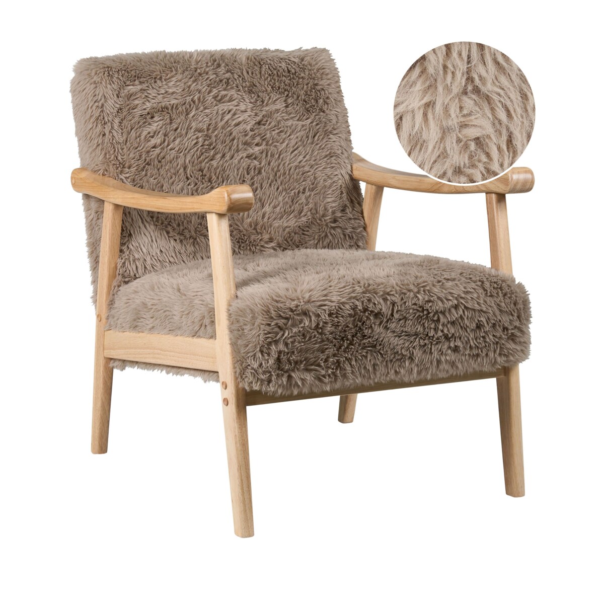 Fotel LEKNES Sztuczne futro Beżowoszary