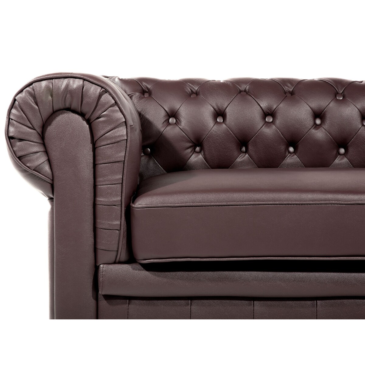 Sofa 3-osobowa skórzana brązowa CHESTERFIELD