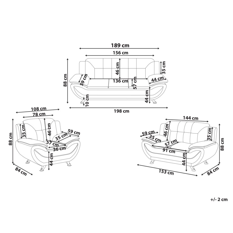 Komplet wypoczynkowy ekoskóra 6-osobowy czarny LEIRA