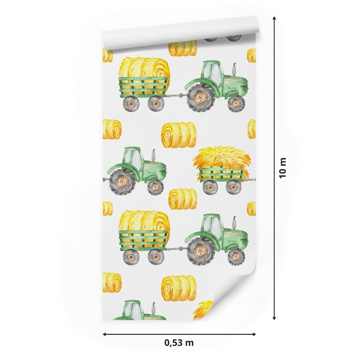 Tapeta Dziecięca TRAKTORY Malowane Akwarelą