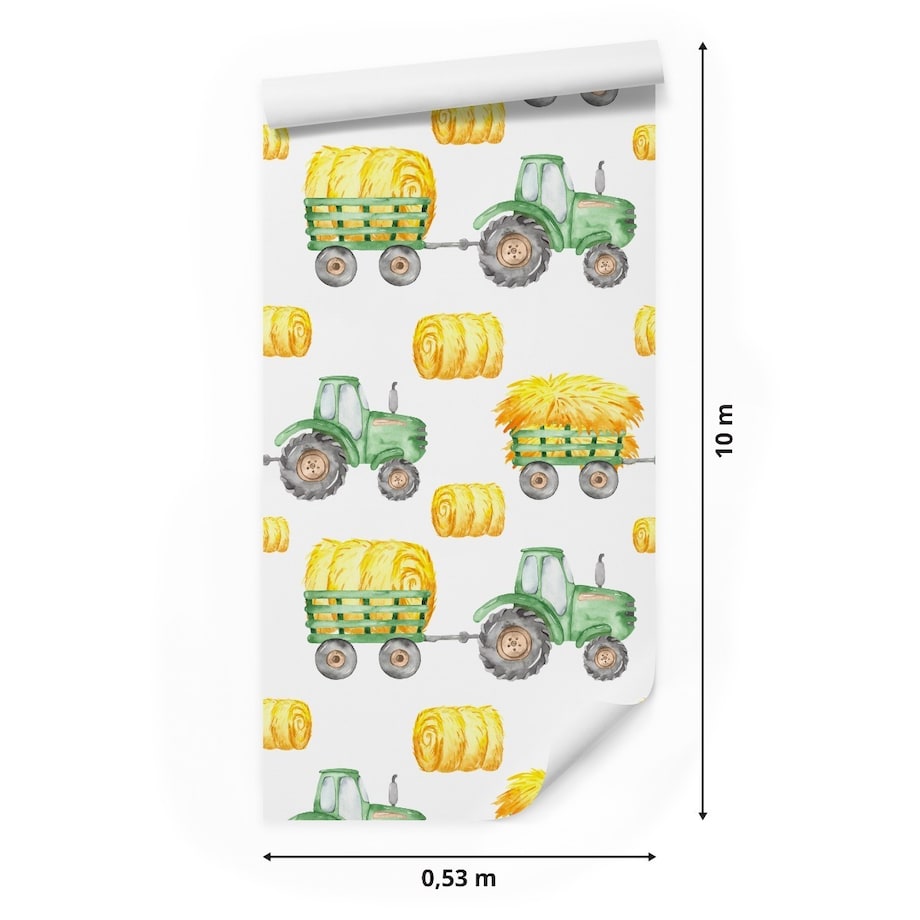 Tapeta Dziecięca TRAKTORY Malowane Akwarelą