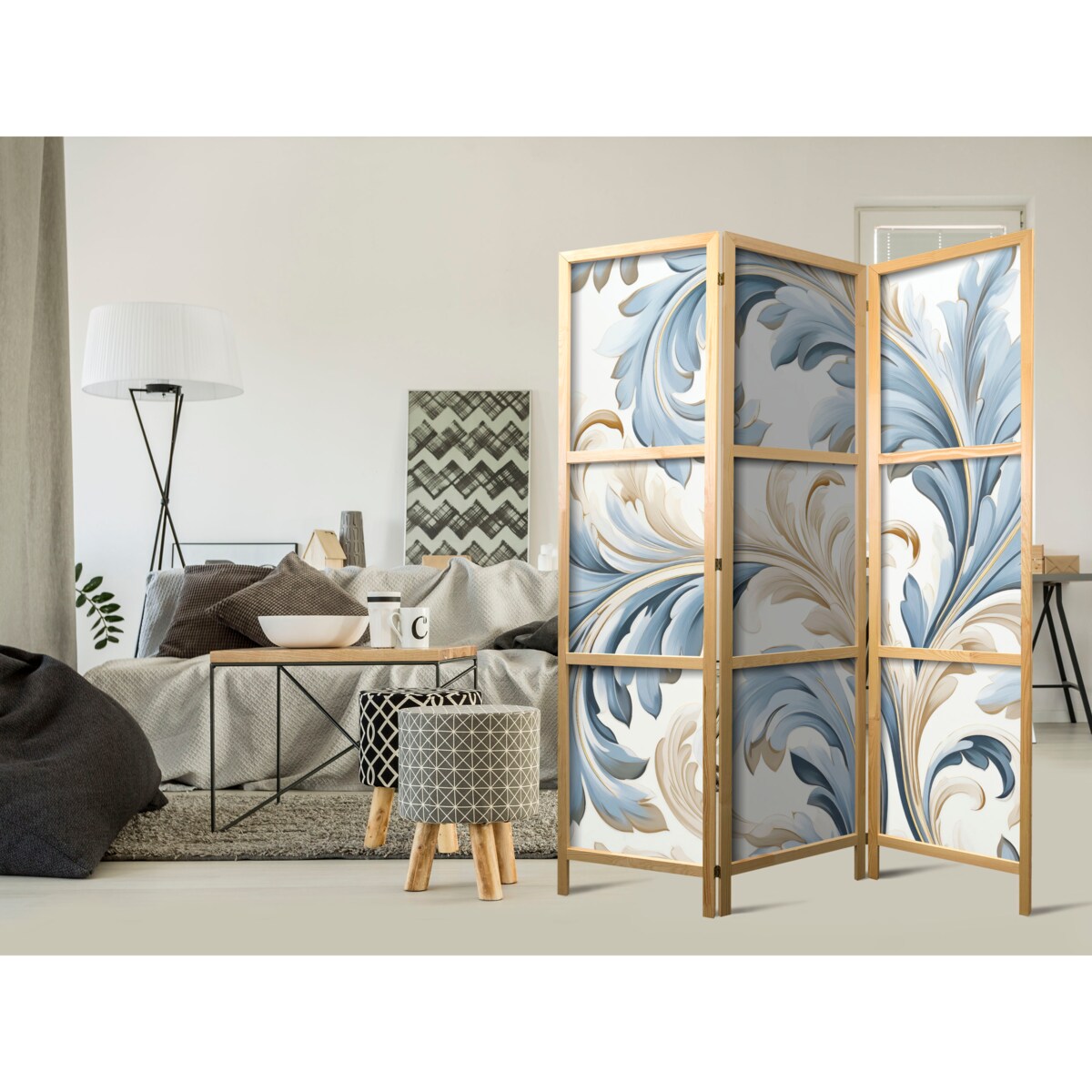 Parawan Japoński 3-panelowy Barokowe Ornamenty 135x172cm