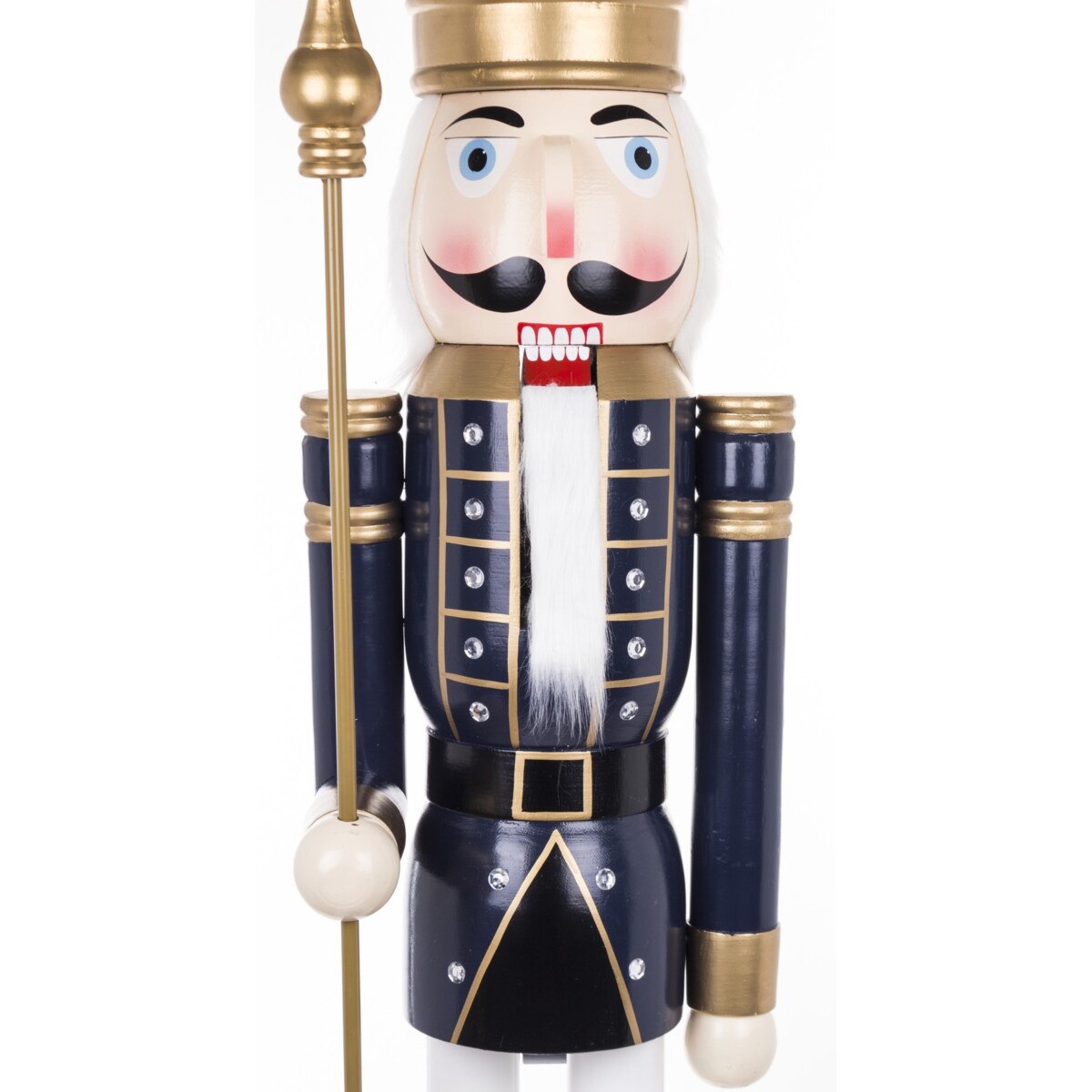 Dziadek do Orzechów drewno 181x35x38 cm granatowy