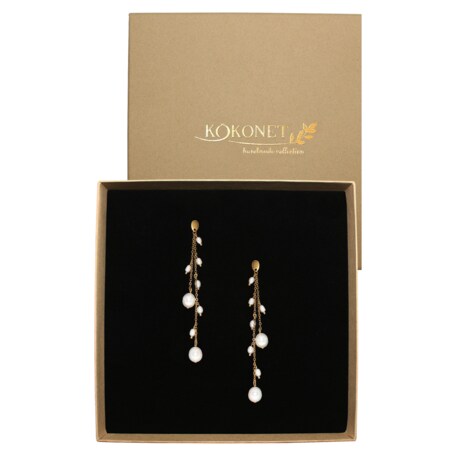 Kolczyki wiszące z perłami naturalnymi na ślub prezent eleganckie HANDMADE