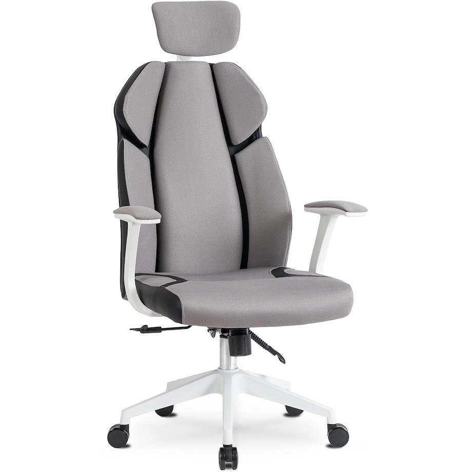 Krzesło biurowe obrotowe ergonomiczne szare-białe DUNCAN