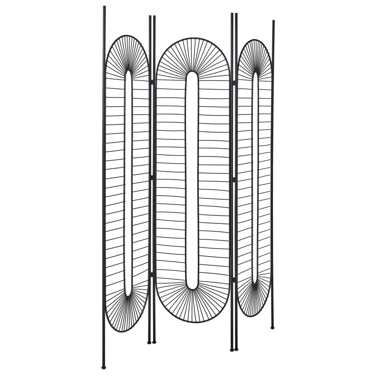 3-panelowy składany parawan pokojowy metalowy 135 x 170 cm czarny NOALE