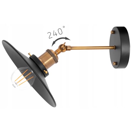 Lampa Ścienna Kinkiet Porto Loft Czarna Sufitowa