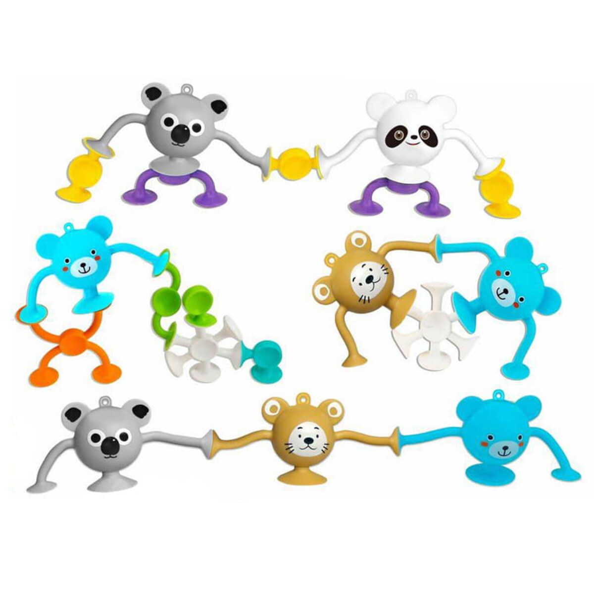 Wesołe zwierzątka 56 el - silikonowe klocki konstrukcyjne przyssawki