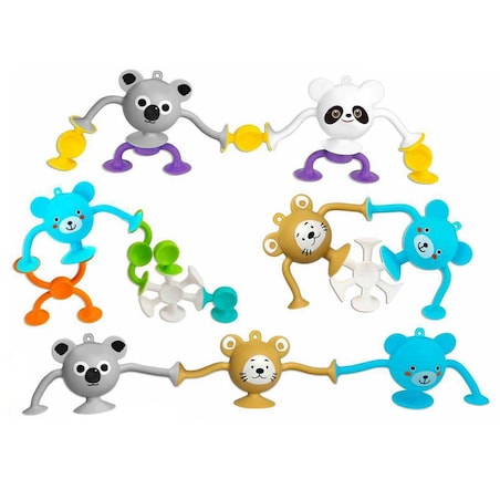 Wesołe zwierzątka 56 el - silikonowe klocki konstrukcyjne przyssawki