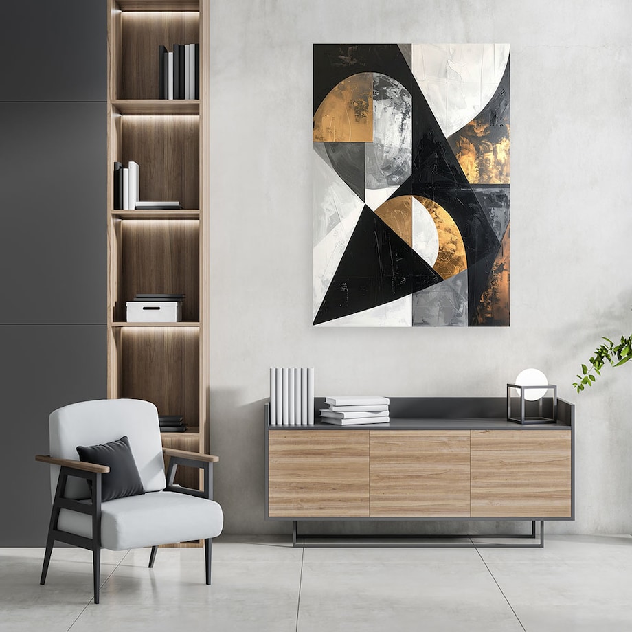 Obraz do salonu sypialni, Abstrakcja tekstura figury geometryczne czarny