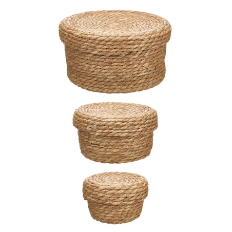 Koszyki do przechowywania z naturalnej plecionki, 3 sztuki