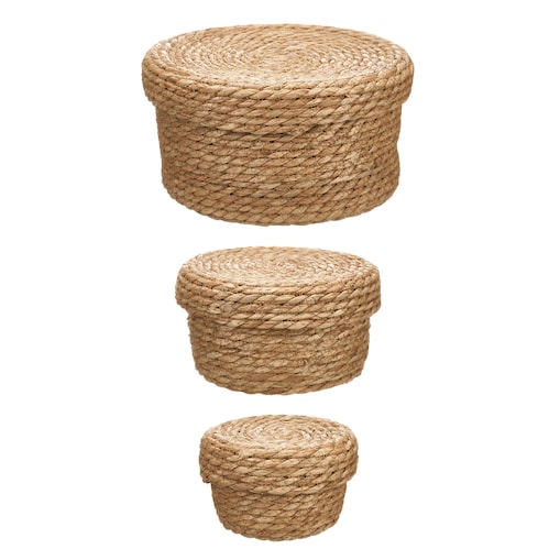 Koszyki do przechowywania z naturalnej plecionki, 3 sztuki