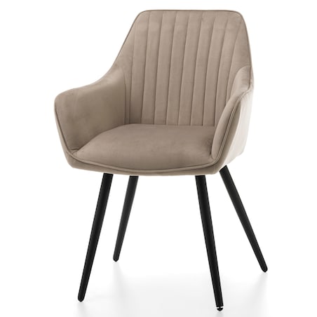 Krzesło tapicerowane pikowane welurowe do salonu jadalni nowoczesne PASSO ciemnobeżowe