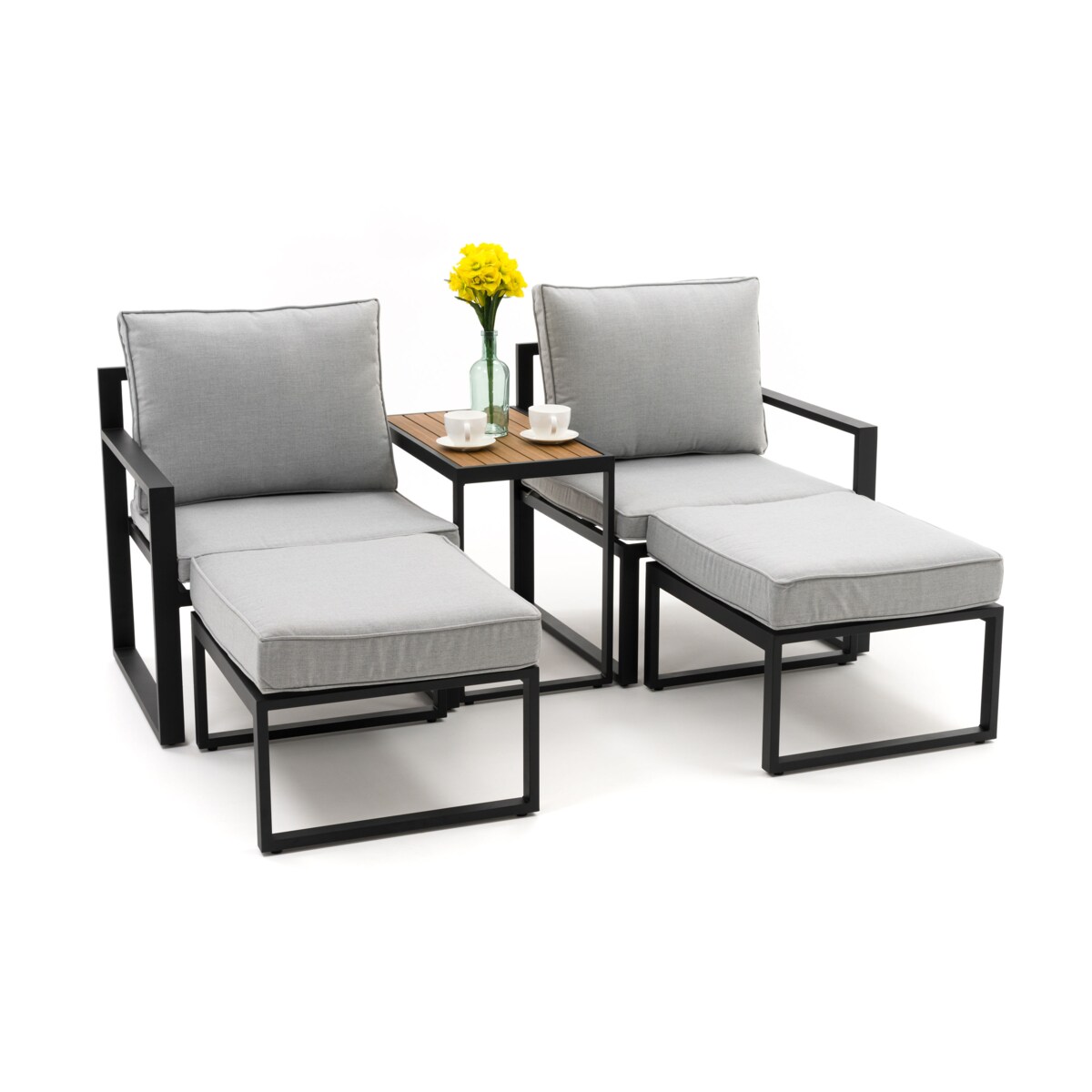 Zestaw mebli ogrodowych aluminiowe nowoczesne ATOL 2 grafitowo szare