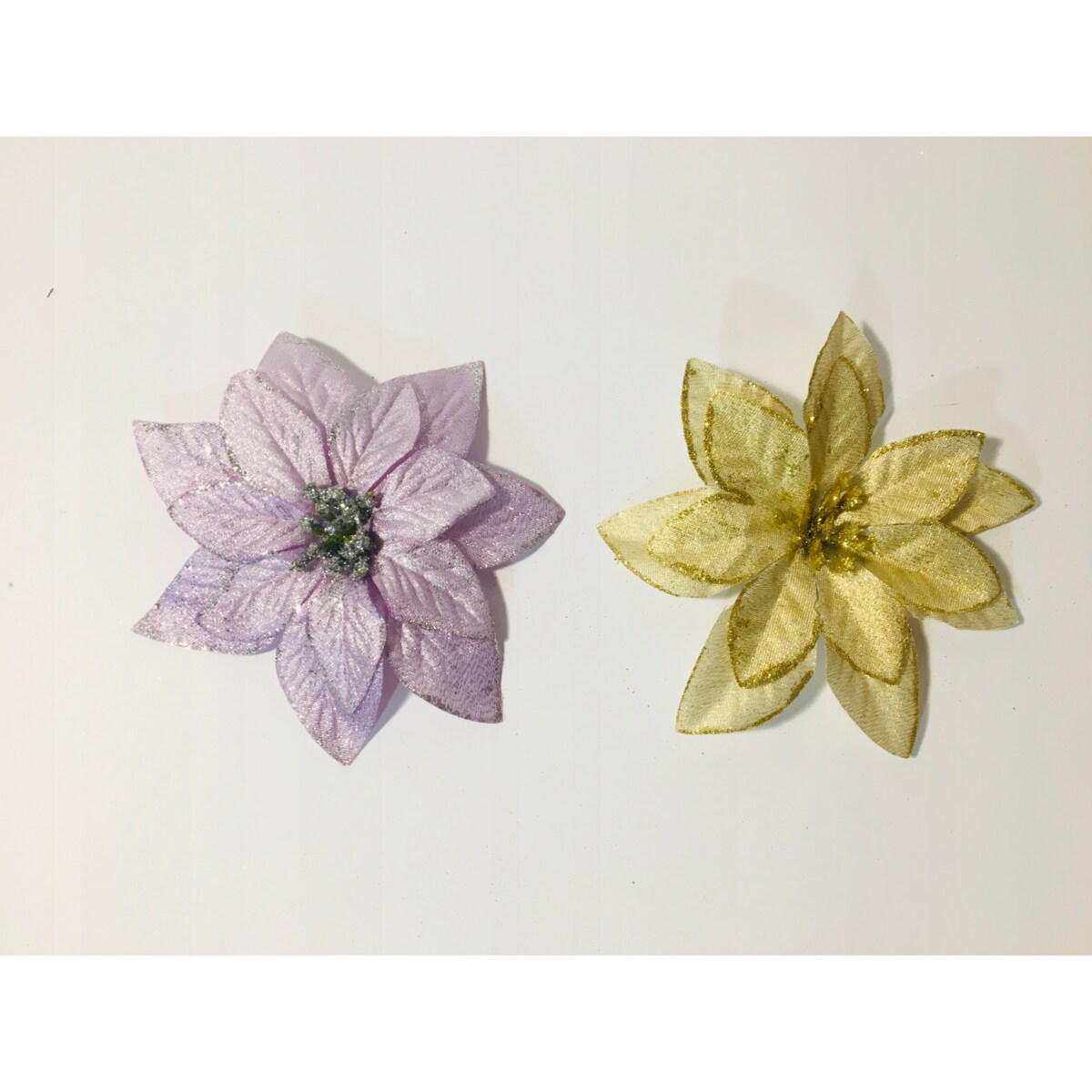 GWIAZDA betlejemska 12szt ZŁOTA i FIOLET do dekoracji stroik zestaw kwiaty